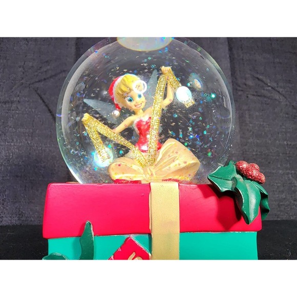 Disney Store Tinker Bell Christmas Snow Globe 2005 Wrapping Gift Holly EUC - Picture 3 of 9